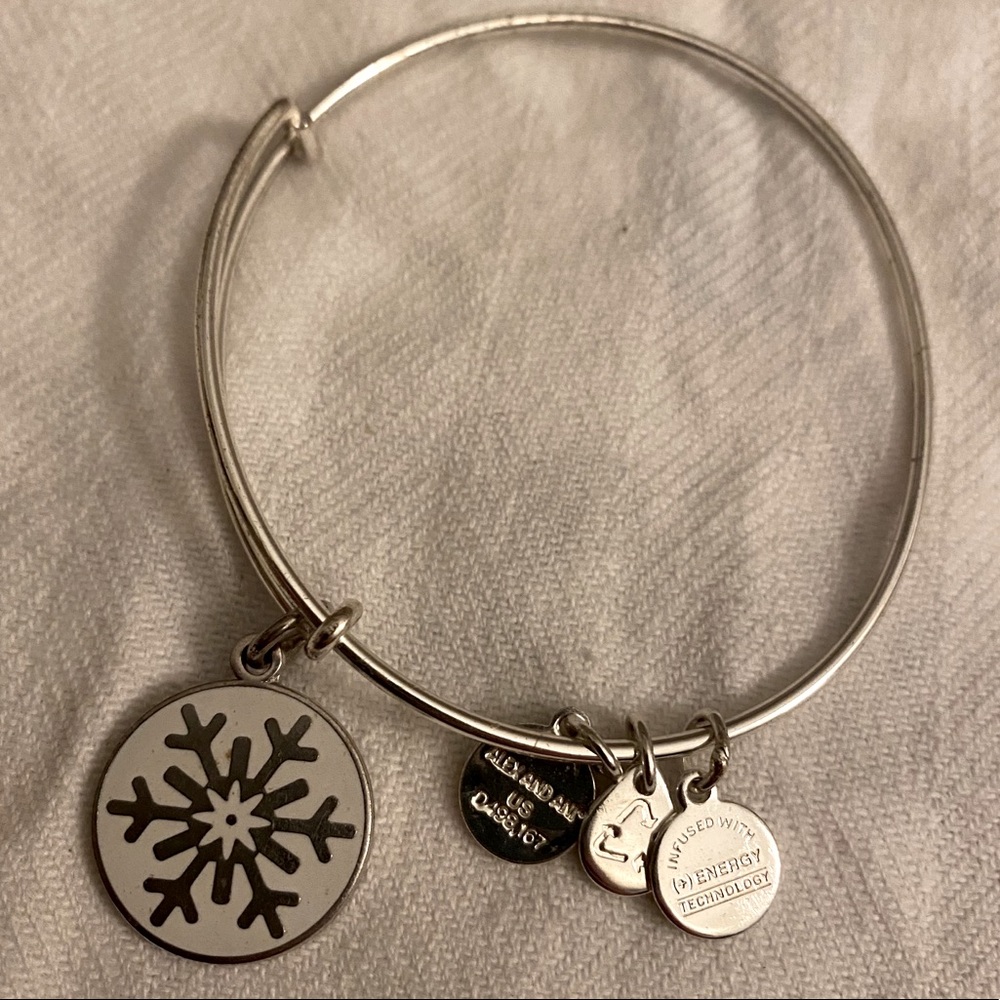 Alex and Ani White Snowflake Charm Bracelet